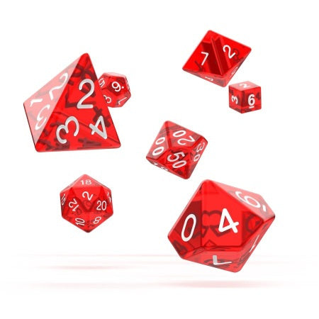OAKIE DOAKIE DICE: POLYHEDRAL RPG SET TRANSLUCENT - RED (7CT)