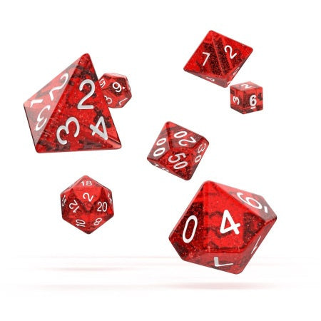 OAKIE DOAKIE DICE: POLYHEDRAL RPG SET SPECKLED - RED (7CT)