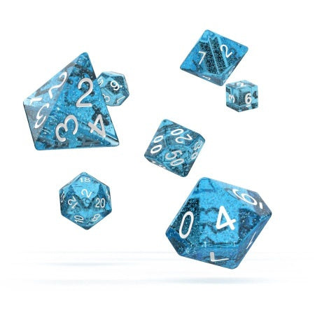 OAKIE DOAKIE DICE: POLYHEDRAL RPG SET SPECKLED - LIGHT BLUE (7CT)