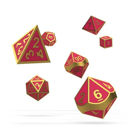 OAKIE DOAKIE DICE: POLYHEDRAL RPG SET METAL GLOW IN THE DARK - GOLDEN PRINCESS (7CT)