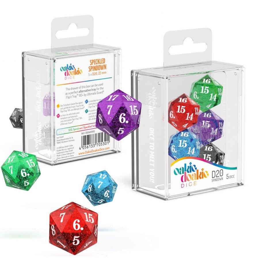 OAKIE DOAKIE DICE: D20 SPINDOWN SET - SPECKLED (5CT)