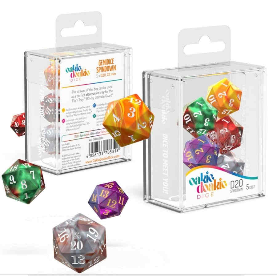 OAKIE DOAKIE DICE: D20 SPINDOWN SET - GEMIDICE (5CT)