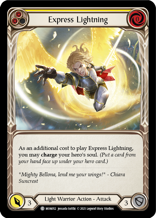 Express Lightning (Yellow) (Rainbow Foil) [MON052-RF] 1st Edition Rainbow Foil