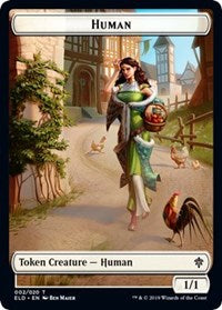 Human // Food (18) Double-sided Token [Throne of Eldraine Tokens]