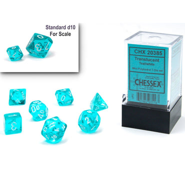Chessex CHX 20385 Translucent: Teal/White Mini-Polyhedral 7-Dice Set