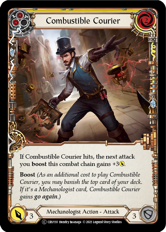 Combustible Courier (Yellow) (Rainbow Foil) [U-CRU110-RF] Unlimited Rainbow Foil