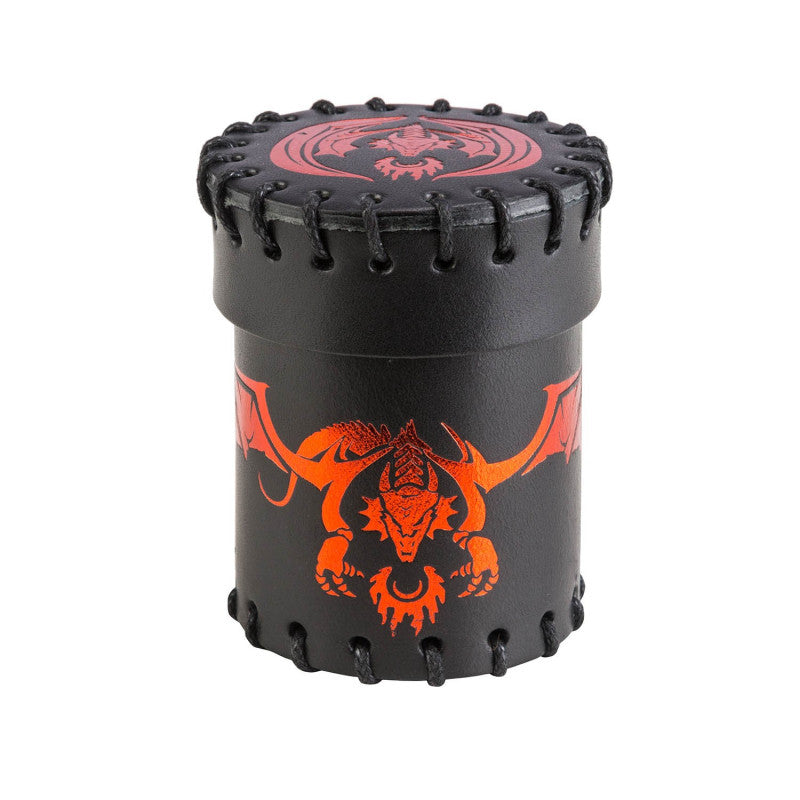 Dice Cup: Flying Dragon Black/Red Leather