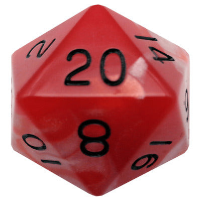 35mm Mega Acrylic D20 Red/White with Black numbers