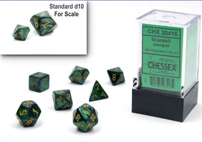 Chessex CHX 20415 Scarab: Jade/Gold Mini-Polyhedral 7-Dice Set