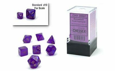 Chessex CHX 20587 Borealis: Royal Purple/Gold Mini-Polyhedral 7-Dice Set