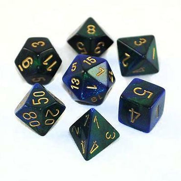 Gemini Blue-Green/gold Polyhedral 7-Dice Set