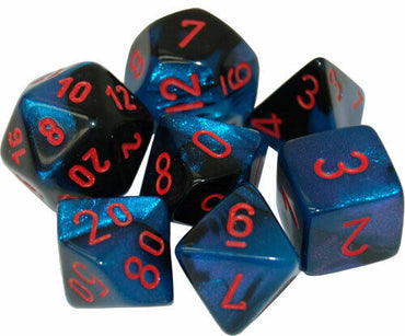 7CT Chessex GeminiT Polyhedral 7-Die Set, Black-Starlight / Red