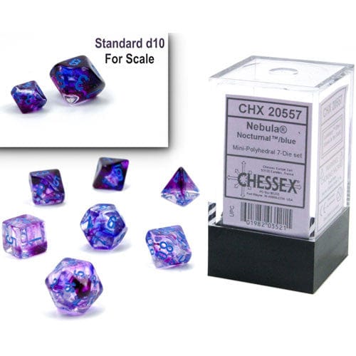 Chessex CHX 20557 Nebula: Nocturnal/Blue Mini-Polyhedral 7-Dice Set