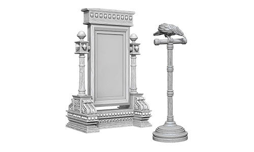 WizKids Deep CutsTM Unpainted Miniatures: Mirror & Bird on Stand